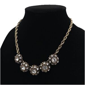BANANA‎ REPUBLIC BR Gold Tone Multi Stone Rhinestone Necklace Statement